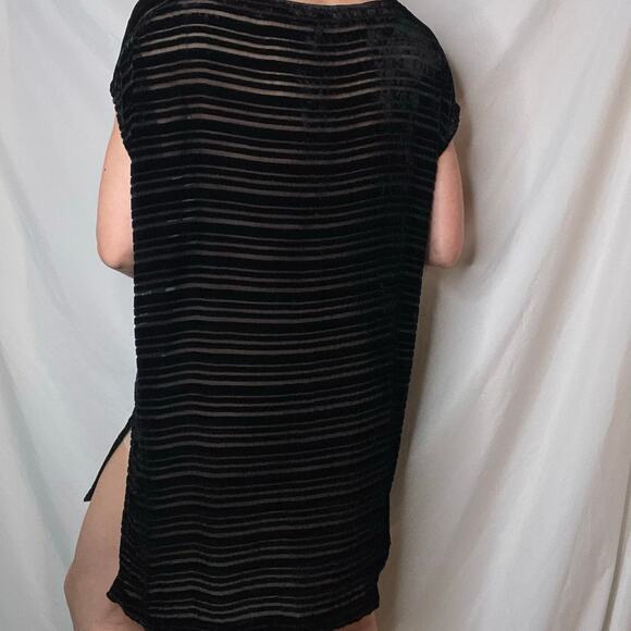 Eileen Fisher velvet burnout tunic blouse mini dress black oversized silk blend - Picture 15 of 17